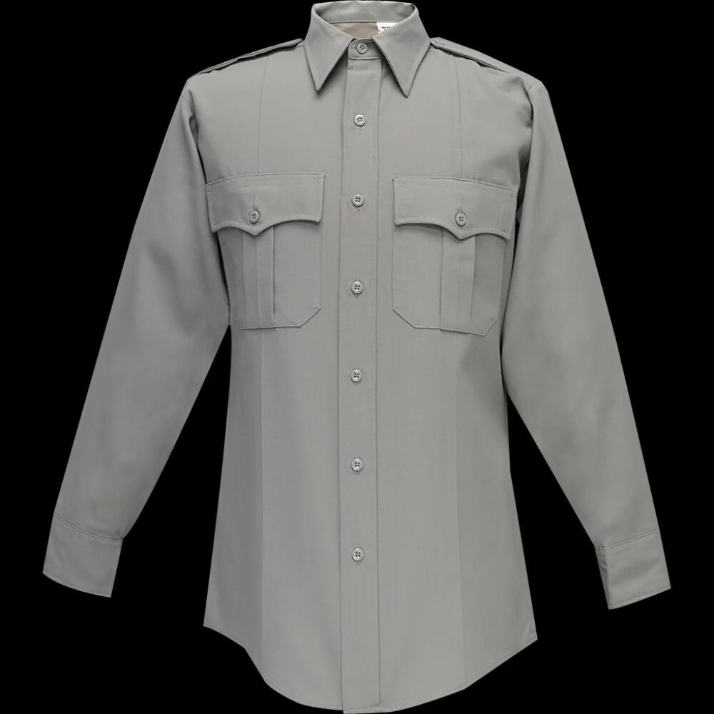 NWT Flying Cross Men's Deluxe Long Sleeve Shirt 18.5-34/35 Nickel Grey 45W66